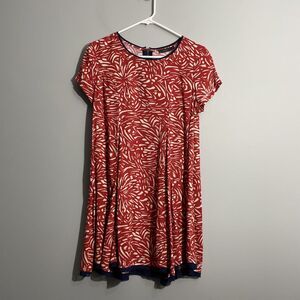 THML Women’s Size M Red Short Sleeve Dress Blue Trim NWT